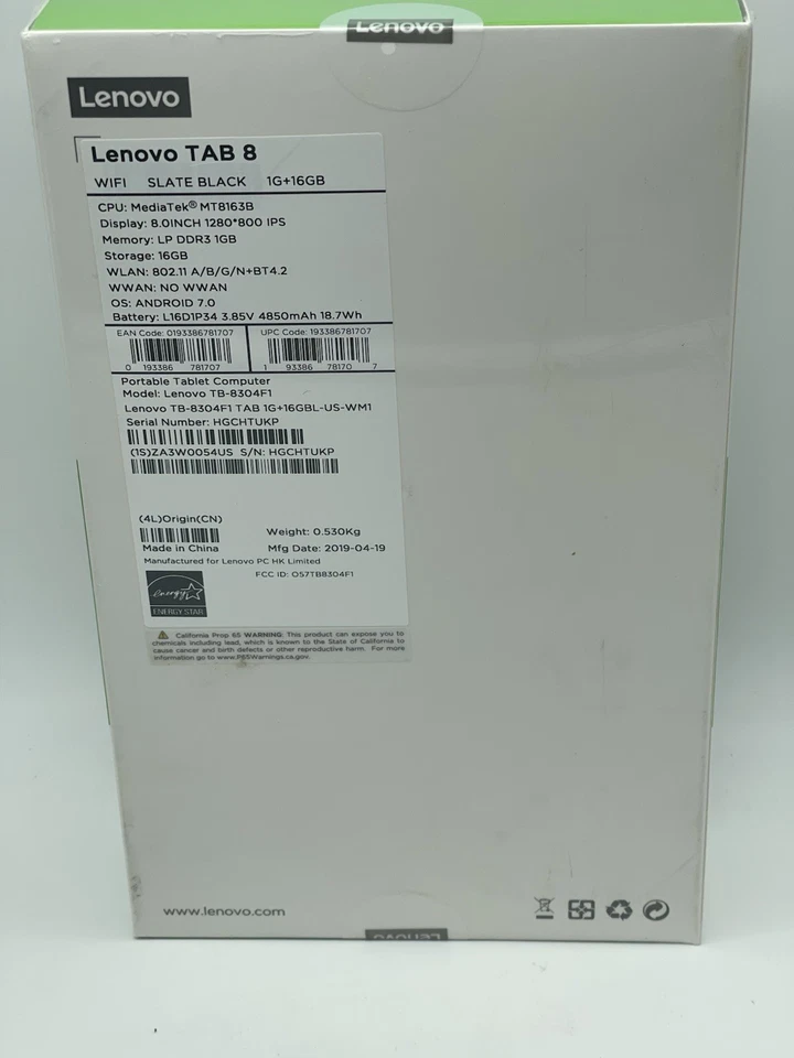 Lenovo TAB E8 TB-8304F1 16GB, Wireless, 8 Inch- Slate Black * Sealed Box* - Image 3 of 4