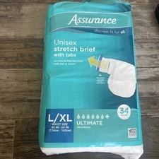Assurance Large/XLarge Unisex Stretch Briefs with Tabs Comfortable