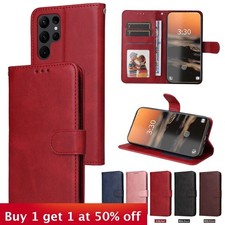 For Samsung Galaxy S25 Ultra S24 S23 S22 FE A50 Phone Case Leather Bracket Cover