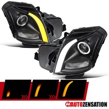 Fit 2003-2007 Cadillac Cts Black Projector Headlights Led Sequential Signal Lamp