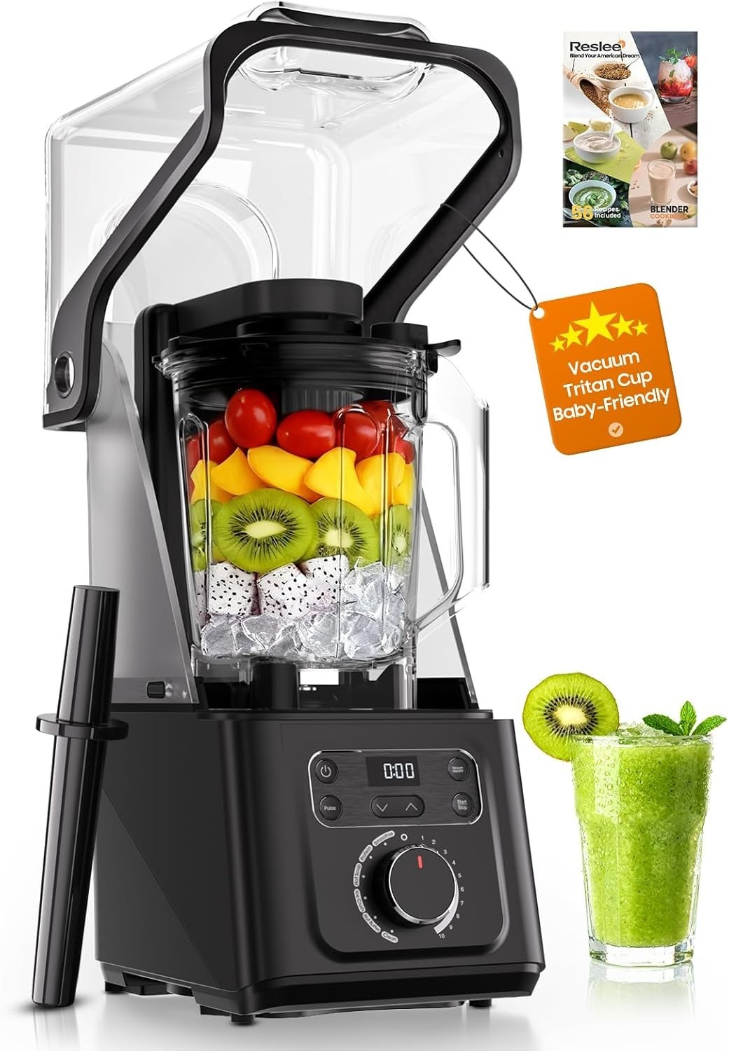 Vacuum Blender w/Shield 35K RPM 2.5hp Motor 56oz Tritan Jar 
