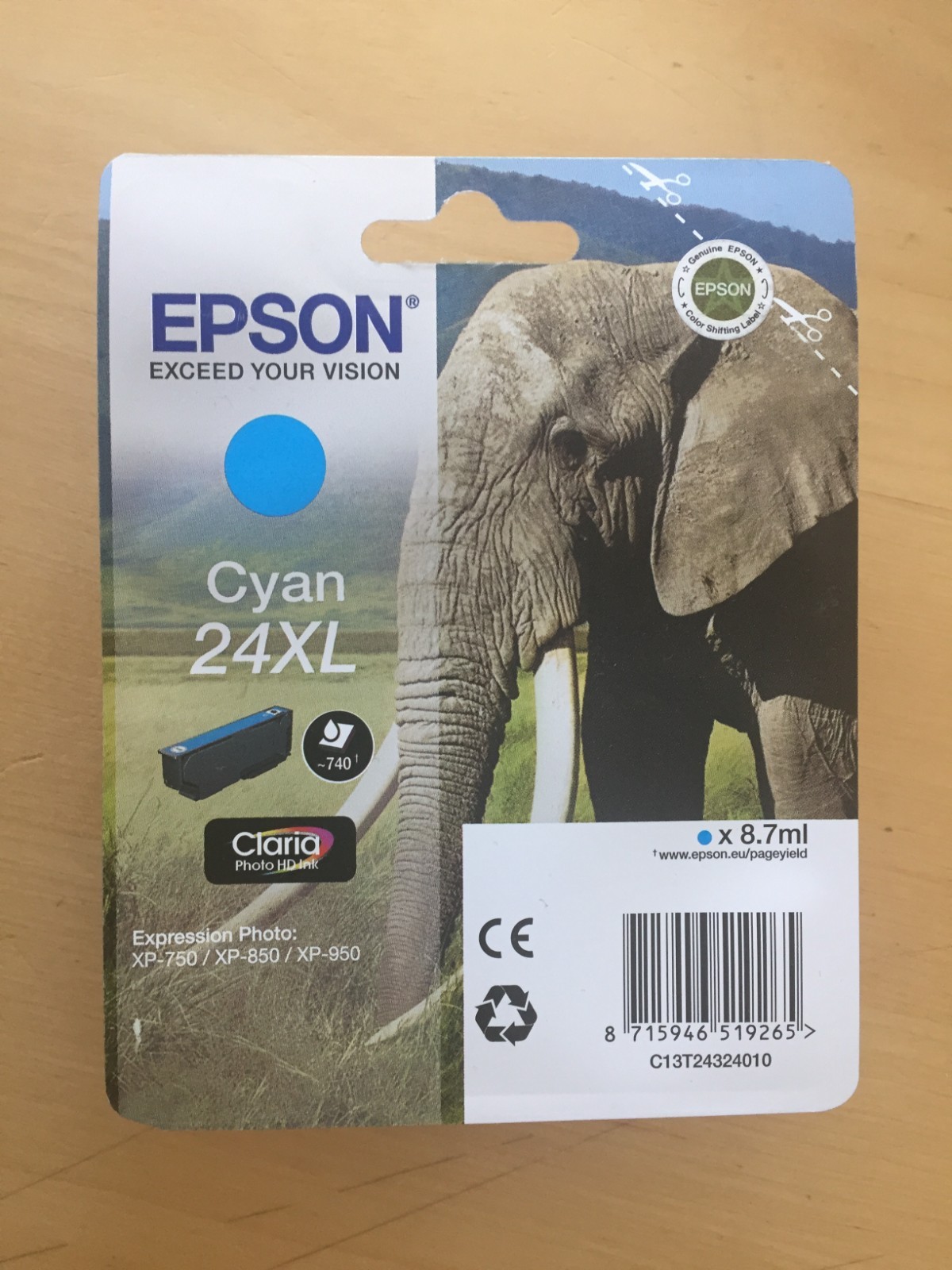 Epson 24XL Cyan Elephant High Yield Genuine, Claria Photo HD Ink Cartridge, XL High Capacity - Image 4