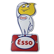 Vintage Esso Gasoline Porcelain Sign - Oil Drop Gas Service Station Auto Sign