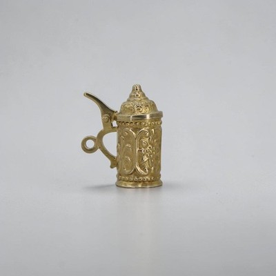 Deutscher Bierstein Anhänger Öffnung Deckel | 8k Gelbgold 333 Punze | Mid Century