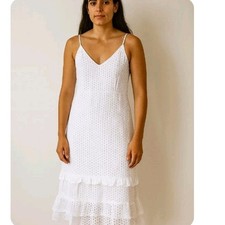 Express White Eyelet Midi Dress XS NWT Sleeveless Fit & Flare Summer Sundress