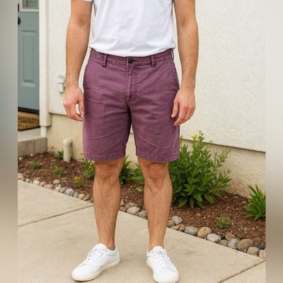 Pull & Bear Men s Chino Shorts Purple Casual Basic Goods Size 34 waist