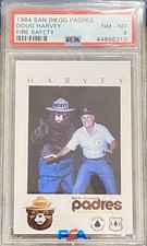 1984 San Diego Padres Fire Safety - Doug Harvey Umpire (HOF RC) - PSA 8