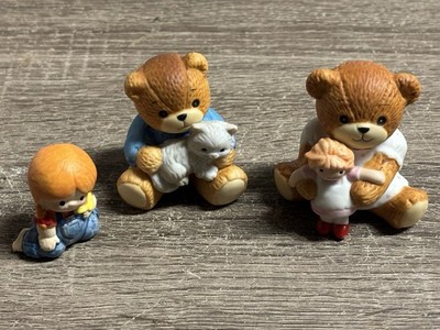 3 Vintage Enesco Figurines 2 Lucy And Me Bears And A Little Girl 