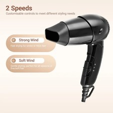 Image of ExtraStar Compact Travel Hair Dryer 1200W Folding Handle Lightweight Dual Heat