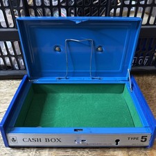 Vintage Metal Elm Industry Blue Cash Box Type 5 Made in Japan | With Key