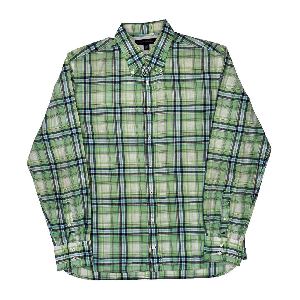 Tommy Hilfiger Checked Shirt - Large Green Cotton