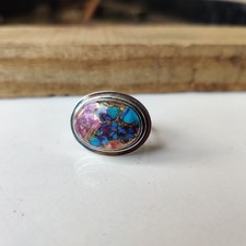 Purple Copper Turquoise Gemstone Ring 925 Sterling Silver Statement Ring PG7424