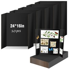 Black Trifold Poster Board 10 Pack, IKAYAS 24" X 16" Double Sided Poster Boar...