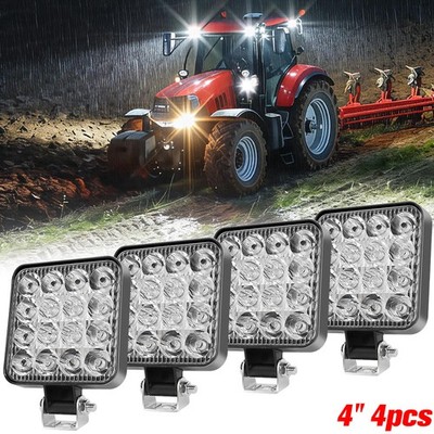 4x 4'' Inch Led Work Light Off road Flood Lights Square Fog Lamp Truck Tractor