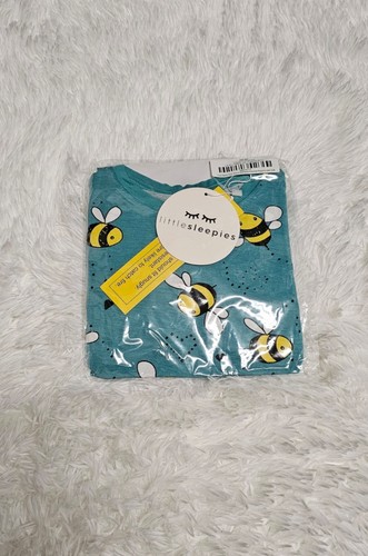 Little Sleepies TEAL BEES Two Piece Pajamas SIZE 5/6 NIB NEW - 第 1/2 張圖片