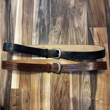 2 Vintage 70 s LEVIS Belt 40 Leather FLORAL WESTERN Hippie Boho Tooled Embossed