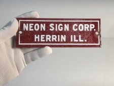 RARE Vintage 1920s 1930s Claude Neon Federal Porcelain Neon Can Emblem Sign