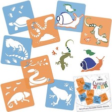 Drawing Stencils for Kids 8 pcs // REPTILES   AMPHIBIANS