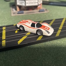 Tyco Porsche white orange 3 running chassis with lights    