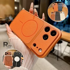 PU Leather Magnetic Case For iPhone 17 Air 16 15 14 13 Pro Max Hybrid Cover