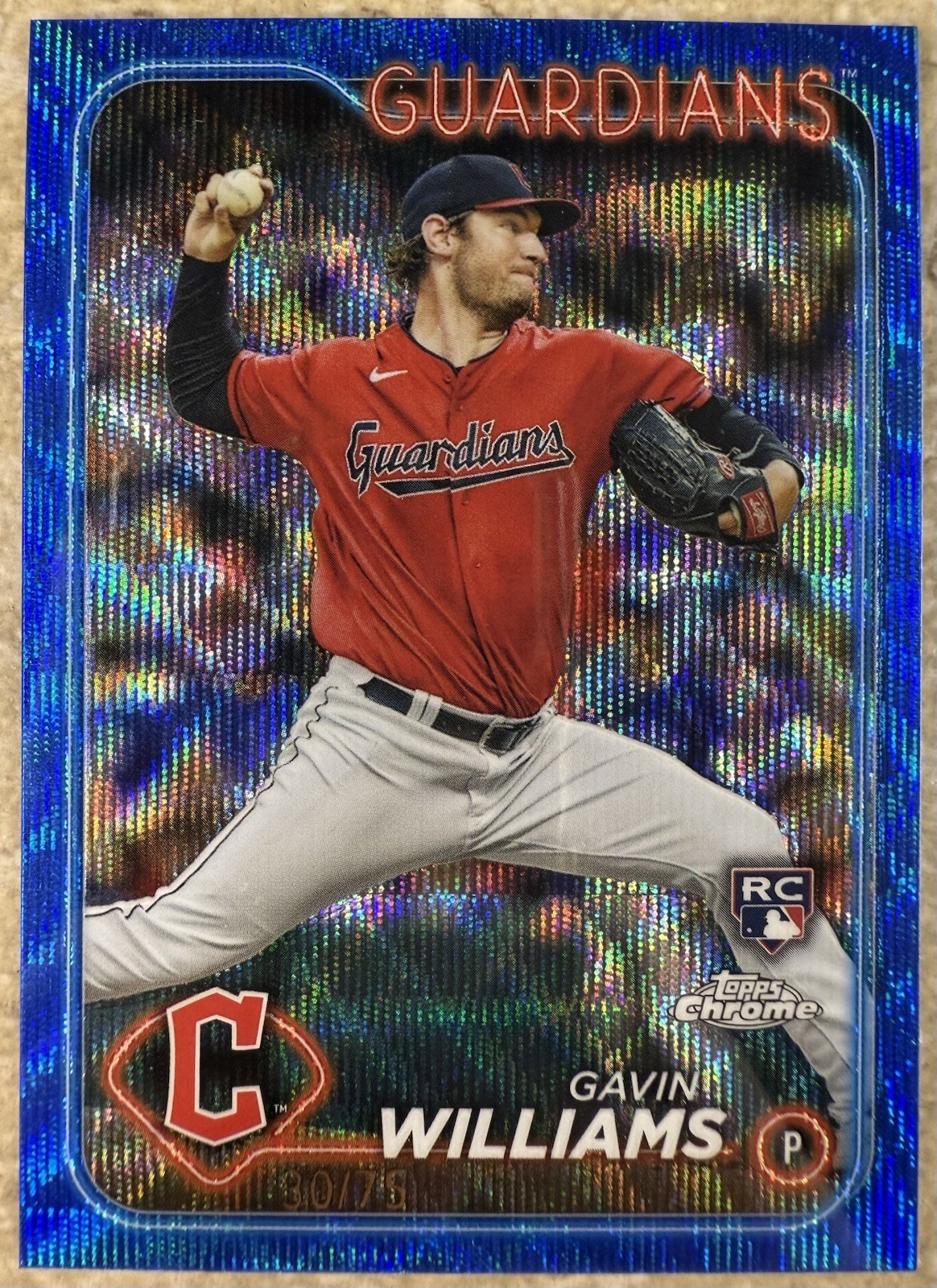 2024 Topps Chrome Gavin Williams Rookie #15 Blue Wave Refractor /75 RC Guardians