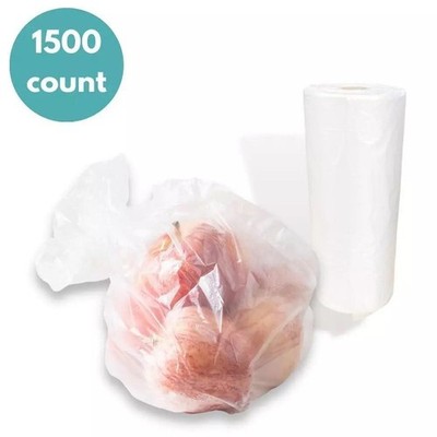 11'' X 17'' Plastic Produce Bags on a Roll Bread Grocery Clear 8 Rolls 6000 Bags
