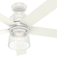 Hunter Fan 52 inch Fresh White Indoor Ceiling Fan with Light and 5 Blades