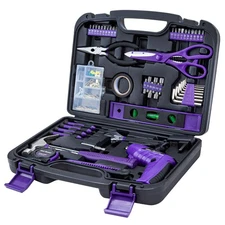 Cartman 149-piece Tool Set with Purple Cordless Screwdriver Essential Household