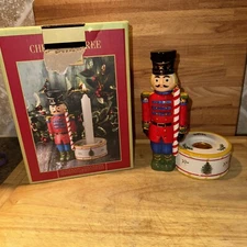 Spode Christmas Tree Nutcracker Candle Holder, Red | 7-Inch Made of Earthenware