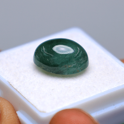 7.10 Cts Natural Green Tourmaline Untreated 12.8mmx9.4mm Oval Cabochon Gemstone - Picture 5 of 13