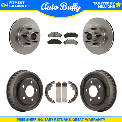 Front Rear Disc Brake Rotors Hub Semi-Metallic Pads And Drum Kit For ...