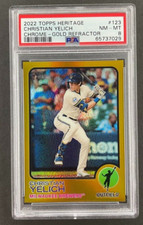 2022 Topps Heritage - Christian Yelich #123 Brewers - Chrome GOLD 5/5 PSA 8