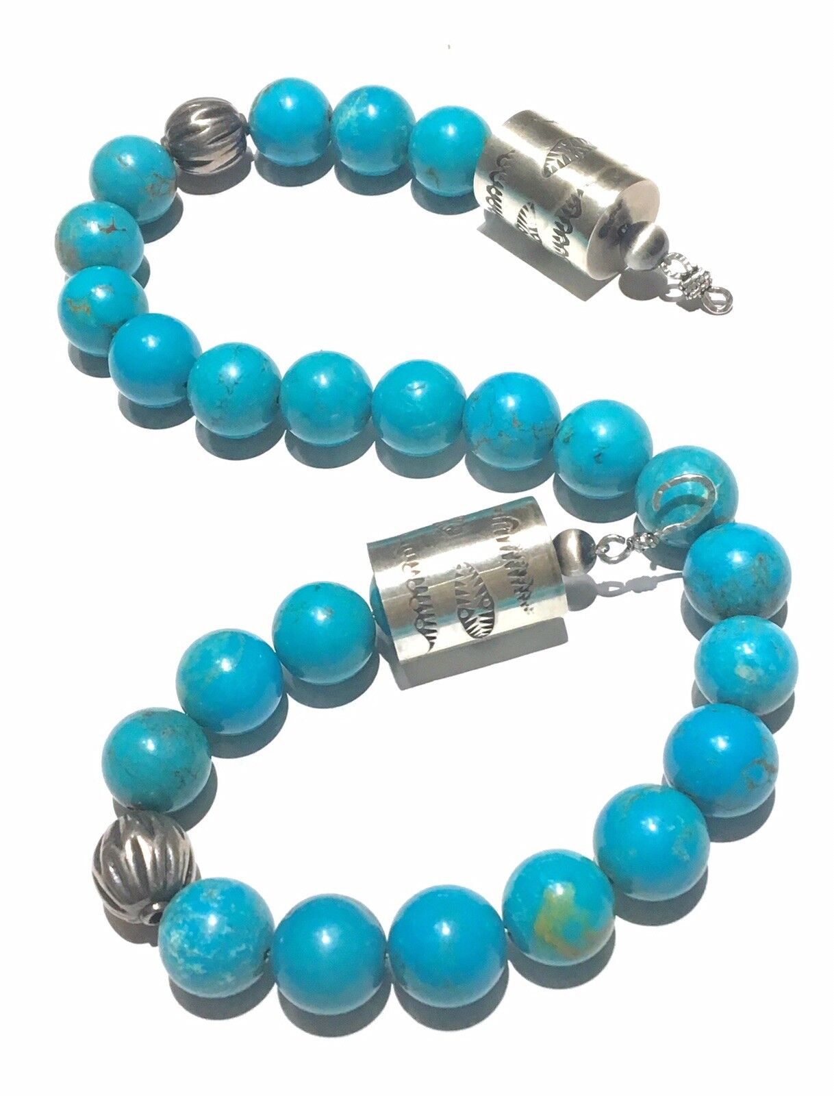 Large Turquoise beads Sterling silver Necklace - image 11