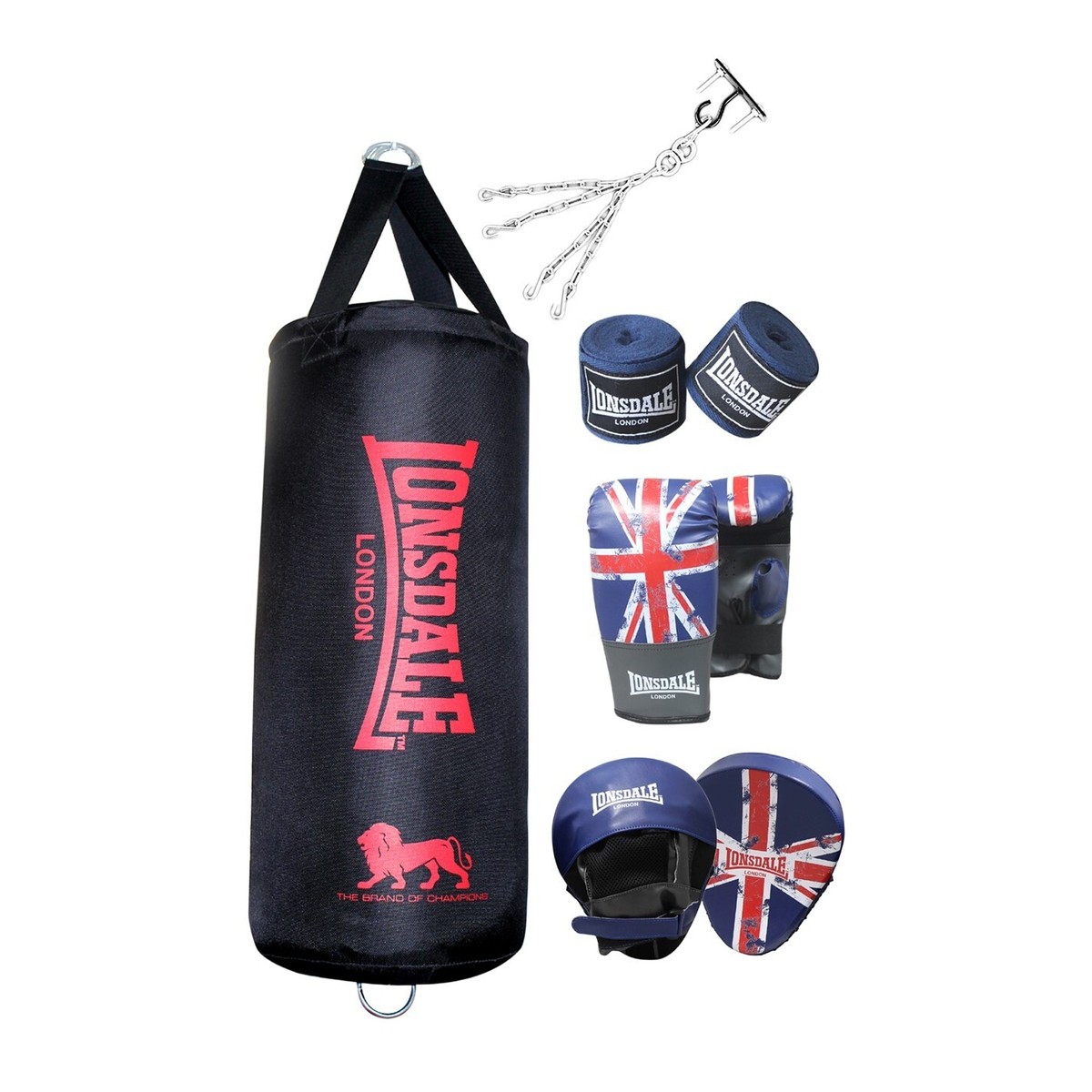 Lonsdale Unisex Limited Edition Contender Boxset Punch Bag Set Lightweight