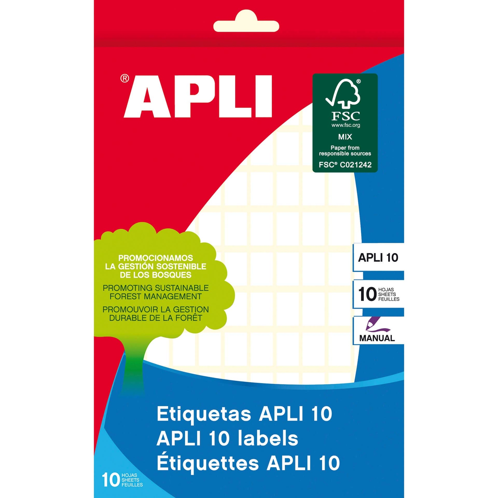 APLI 1632 - White Labels (8 x 12) 10 Sheets White 8 x 12 mm