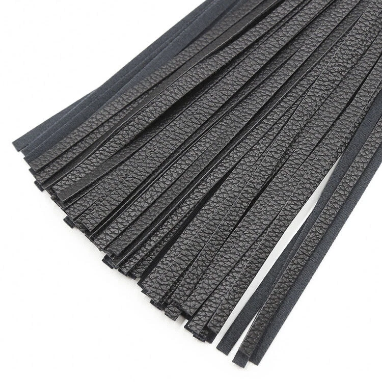 Borlas de mango de cuero genuino látigo Flogger restricciones Tawse Queen cola negra 42 Foto 3 de 4