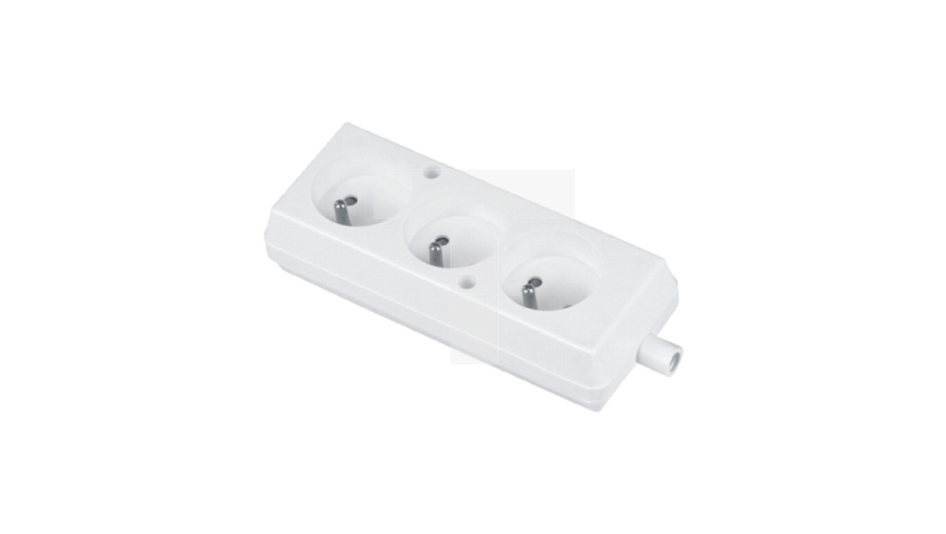 Portable triple socket 16A 2P+E 250V white GN-370 /T2UK