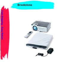 Brookstone All in One Projector Combo Pack With Screen - White