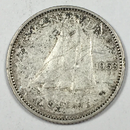 1953 Canada 10 Cents - Elizabeth II - Very Fine (VF) SF KM#51 - 5747