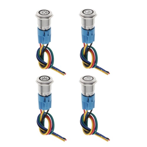 Interrupteur Bouton-poussoir Momentané 16mm Avec LED Bleue - 12V DC - En Acier Inoxydable - Pour Voiture, Bateau