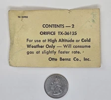 Vintage OTTO BERNZ CO Orifice TX 36125
