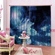 Deep Mysterious Blue Sky Printing 3D Blockout Curtains Fabric Window Home Decor