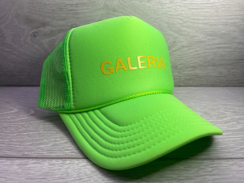 NEW GALERIA DE ARTE ART GALLERY NEON GREEN HAT 5 PANEL HIGH TRUCKER SNAPBACK