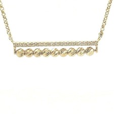Natural Diamond .20tcw 14K Yellow gold Bar pendant Necklace reveresable 18" NEW