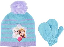 Disney Frozen Elsa  Anna Winter Hat and Kids Mittens Set, Girls Beanie Age 2-7