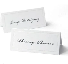 Gartner Studios White w/Pearl White Border Place Cards, 48 Count, 83001 ~ NEW
