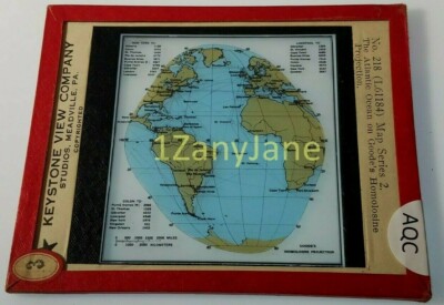 tpo様 HISTORIC Magic Lantern GLASS Slide AQC OLD MAP VINTAGE ATLANTIC