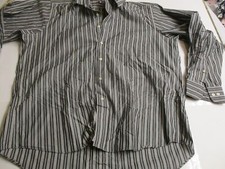 chaps gray striped button up shirt sz 17 34