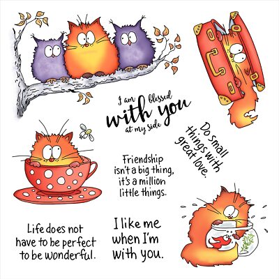 Silly Fat Cats Blessed With You Metal Cutting Dies Clear Stamps Scrapbooking