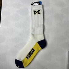 University Michigan Wolverine NCAA Tall Socks For Bare Feet Size L Men's 10-13
